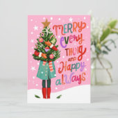 すべてメリーとハッピーいつも可愛いクリスマス シーズンカード (スタンド正面)