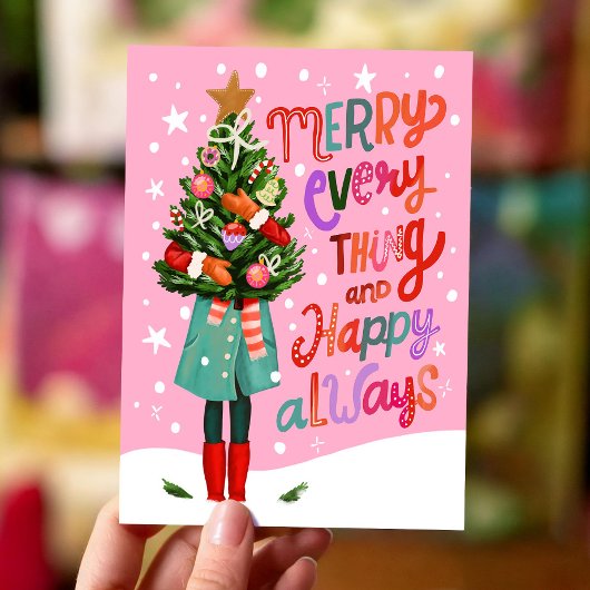 すべてメリーとハッピーいつも可愛いクリスマス シーズンカード
