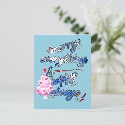 すべてメリーとハッピー常に – ピンクツリー ポストカード (スタンド正面)