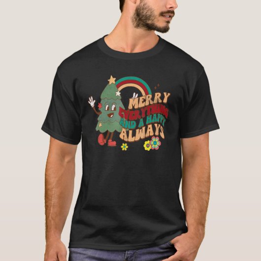 すべてメリーと幸せな常に虹のキリスト Tシャツ (正面)