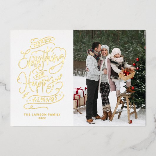 すべてメリーとHappy Alwaysレタリング写真 箔シーズンカード (正面)