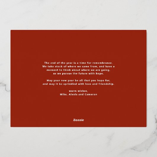 すべてメリーとHappy Alwaysレタリング写真 箔シーズンカード (裏面)