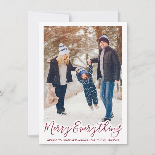 すべてメリーのトレンディー赤い家族の写真 シーズンカード (正面)
