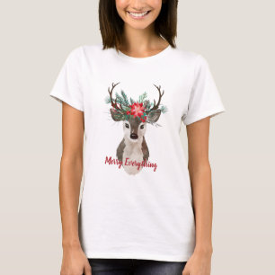 すべてメリーの水の色の鹿のアントラーブーケ Tシャツ