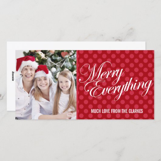 すべてメリーの赤い水玉模様のフォトグリーティング シーズンカード (正面/裏面)