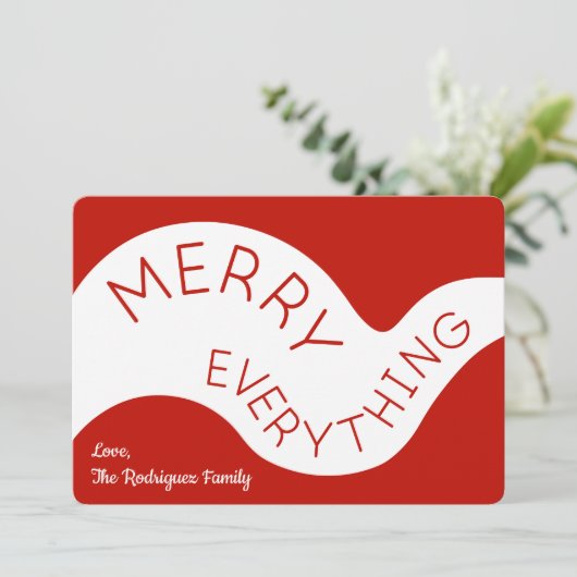 すべてメリーの赤タイポグラフィ抽象芸術曲線 シーズンカード (スタンド正面)