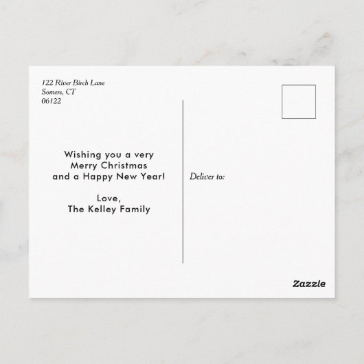 すべてメリーの金ゴールド縦型フォトホリデー ポストカード (裏面)