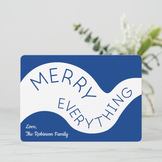 すべてメリーの青いタイポグラフィ抽象芸術曲線 シーズンカード (スタンド正面)