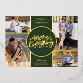 すべてメリーの4フォトコラージュ緑と金ゴールド 箔シーズンカード (正面)