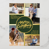 すべてメリーの4フォトコラージュ緑と金ゴールド 箔シーズンカード (正面)