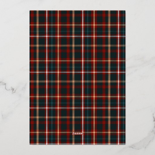 すべてメリーの4写真タータンチェック格子赤と金ゴールド 箔シーズンカード (裏面)