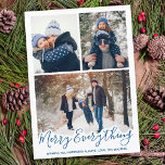 すべてメリーシンプルのブルーファミリーフォト シーズンカード<br><div class="desc">この愛らしいEverything Happy Alwaysカードでクリスマスメリー休暇の挨拶を送信トレンディーブルーデザイン。戻るメリー：すべてのもの～いつも幸せを願う。あなたの家族の名前と個々の名前でパーソナライズ。この家族の写真コラージュのホリデーカードはお気に入りの、すべての家族と友人の間で行われる。Everything Happy Alwaysのカード、メリーホームデコール、ギフトにマッチするコレクションを訪問。COPYRIGHT © 2020 Judy Burrows,  Black Dog Art - All Rights Reserved</div>