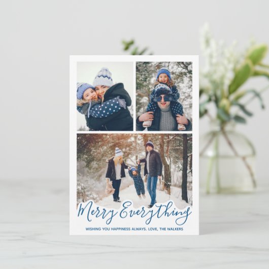 すべてメリーシンプルのブルーファミリーフォト シーズンカード (スタンド正面)