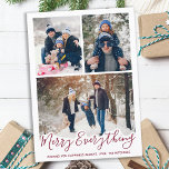 すべてメリーシンプルの赤い家族写真 シーズンカード<br><div class="desc">この愛らしいEverything Happy Alwaysカードでクリスマスの休日の挨拶を送メリーるトレンディーの赤いデザイン。戻るメリー：すべてのもの～いつも幸せを願う。あなたの家族の名前と個々の名前でパーソナライズ。この家族の写真コラージュのホリデーカードはお気に入りの、すべての家族と友人の間で行われる。Everything Happy Alwaysのカード、メリーホームデコール、ギフトにマッチするコレクションを訪問。COPYRIGHT © 2020 Judy Burrows,  Black Dog Art - All Rights Reserved</div>