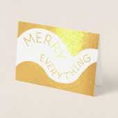 すべてメリー曲がった文字フォトホリデー金ゴールド 箔カード (正面)
