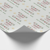すべてメリー赤い白の花モノグラム ラッピングペーパー (角)