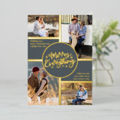 すべてメリー4 Photo Collageグレーと金ゴールド 箔シーズンカード (立ち正面)