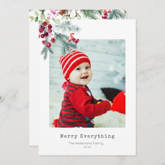 すべてメリー、クリスマス・ホリデー・グリーティング シーズンカード (正面/裏面)