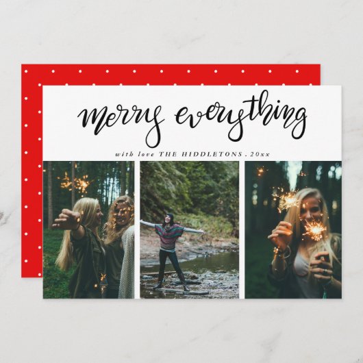 すべてメリー | スクリプト3枚のフォトホリデー シーズンカード (正面/裏面)