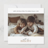 すべてモダンが明るいクリスマスの子供のおもしろい写真金ゴールド シーズンカード (正面)