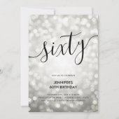 すべてモダンの1つのシルバーライト60誕生日 招待状 (正面)