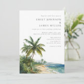 すべてモダンを1つの水カラービーチ結婚式 招待状 (スタンド正面)