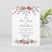 すべて一つで，松の枝と赤い果実。クリスマス 招待状 (スタンド正面)