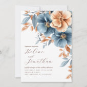 すべて一つのほこりっぽいエレガント青いテラコッタ結婚の 招待状 (正面)