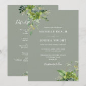 すべて一つのユーカリの緑のセージの緑結婚 招待状 (正面/裏面)