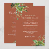 すべて一つのユーカリの緑のテラコッタ結婚の 招待状 (正面/裏面)
