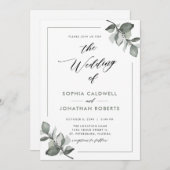 すべて一つのユーカリ書道結婚の 招待状 (正面/裏面)