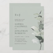 すべて一つのユーカリ植物セージ結婚の 招待状 (正面/裏面)