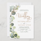 すべて一つのユーカリQRコード結婚の緑 招待状 (正面)