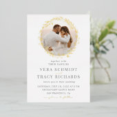 すべて一つの写真素朴Rsvpの結婚金ゴールド 箔招待状 (立ち正面)