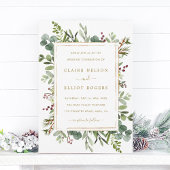 すべて一つの植物性のクリスマスの金ゴールド結婚 招待状