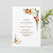 すべて一つの燃えたオレンジ色の白いフローラ結婚 招待状 (スタンド正面)
