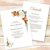 すべて一つの燃えたオレンジ色の白いフローラ結婚 招待状