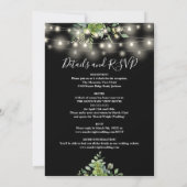すべて一つの緑の光の黒と白結婚の 招待状 (裏面)