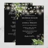 すべて一つの緑の光の黒と白結婚の 招待状 (正面/裏面)