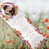 すべて一つの赤いポピー紫ピンクのフローラ結婚 三つ折り招待状