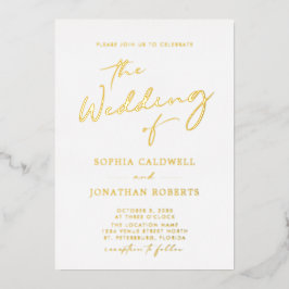 すべて一つの金ゴールド書道の結婚台本 箔招待状