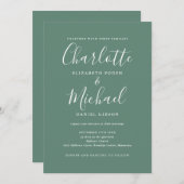 すべて一エレガントつのユモダンーカリプタス結婚グリーン 招待状 (正面/裏面)