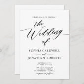 すべて一エレガントつの黒い書結婚道 招待状 (正面/裏面)