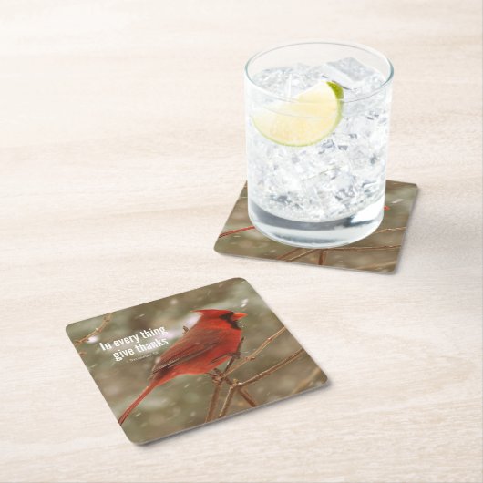 すべて与えで感謝していBible Verse スクエアペーパーコースター (インサイチュ)