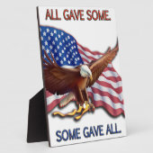 すべて与えの。全与え米国旗とワシ フォトプラーク (側面)