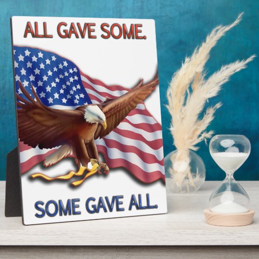 すべて与えの。全与え米国旗とワシ フォトプラーク (側面)