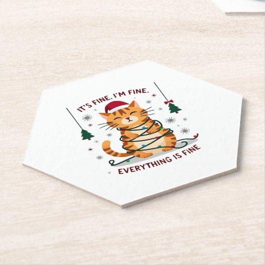すべて問題ない 私は問題ない すべて問題ない クリスマス猫 ペーパーコースター (アングル)