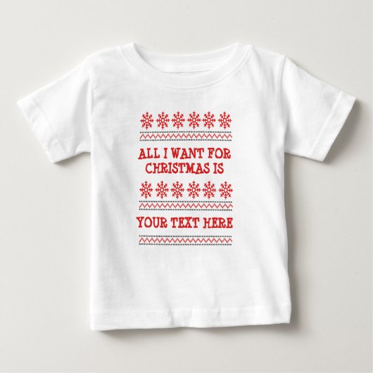 すべて変更文字名おもしろいChristmas Red ベビーTシャツ (正面)