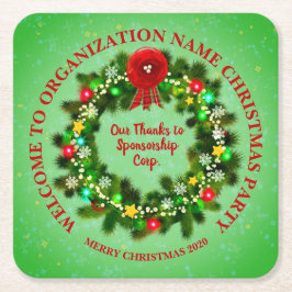 すべて変更文字団体や組織クリスマスパーティー スクエアペーパーコースター