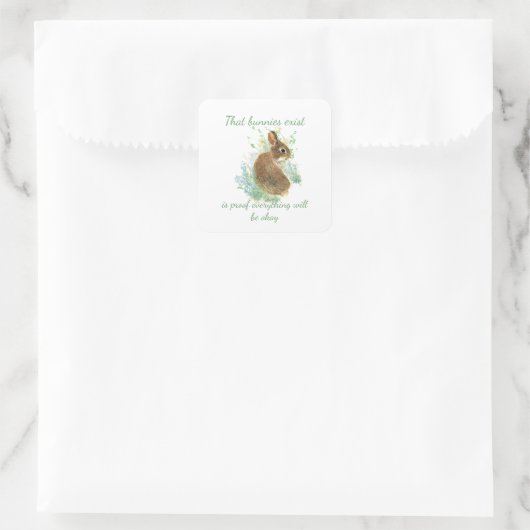 すべて感動的OKバニー引用文 スクエアシール (バッグ)